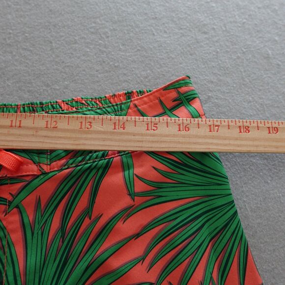 Southern Tide Swim Trunks Men M Tropical Palm Print Coral Green 6" Mesh Lined - Picture 6 of 9